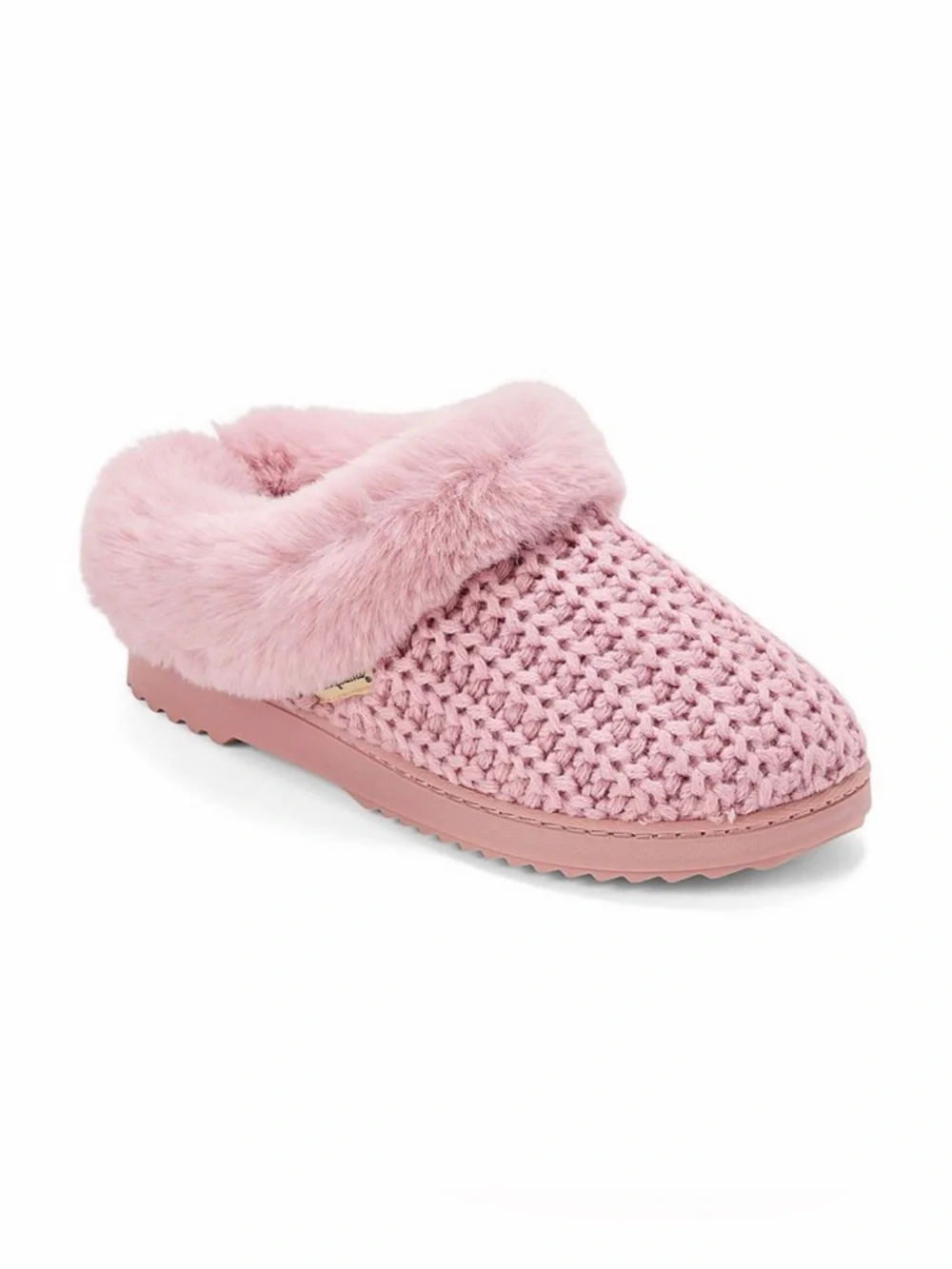 Dearfoams Hannah Festive Knit Women's Clog Slippers, pale mauve - Picture 2 of 6